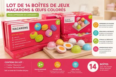 lot de 14 boites de jeux macarons et gups coules