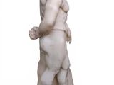 marble statue of a man with a dog on a white background