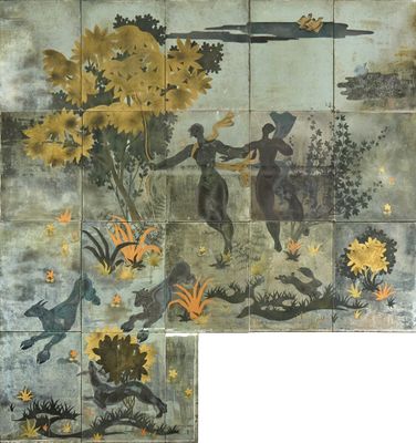 une peinture sur le mur d'un immeuble représentant un homme et une femme