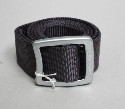une ceinture noire ornée d'une boucle argentée