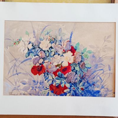 une photo d'un tableau représentant un bouquet de fleurs