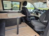 a small table in the back of a van