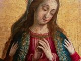 an image of a painting of a woman holding a rosary