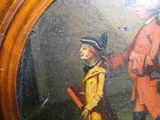 un tableau représentant un homme et une femme debout devant un miroir