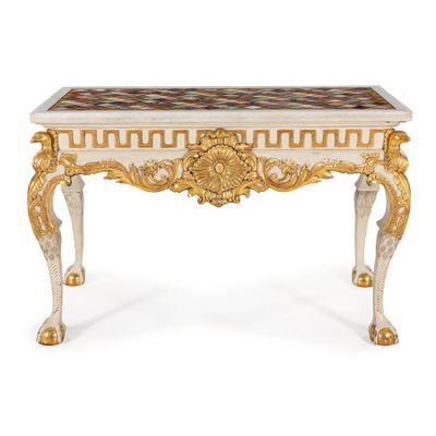 Console EN Bois SculptÉ, LaquÉ ET DorÉ, 20e SIÈCle