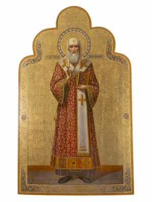 une image représentant un tableau d'un homme vêtu d'une robe rouge et blanche