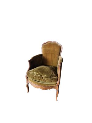 Bergère de style Louis XV en bois naturel, le dossier échanc…