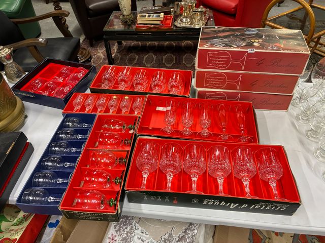 Lot de 7 coffrets de verre en cristal d’Arques. Dont 3 coffrets 1...