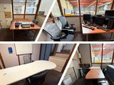 quatre vues différentes d'un bureau avec un ordinateur et un écran