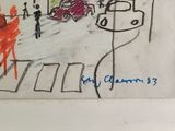 a child ' s drawing of a street scene with people crossing the street