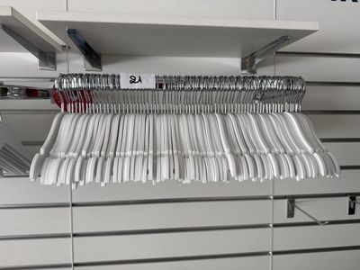 une photo d'un portant sur lequel sont suspendus de nombreux vêtements