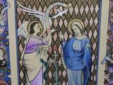 an image of a painting of a woman holding a dove and a man holding a dove