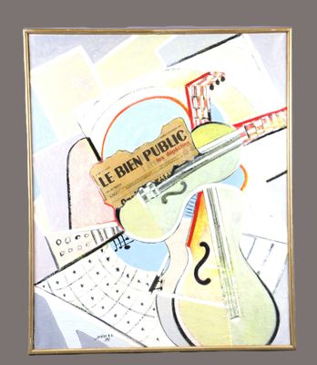 une photo d'un tableau représentant un violon