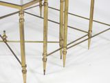 pair of brass and glass side tables with brass legs