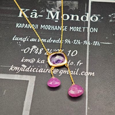 une photo d'une photo d'un collier orné de deux cœurs