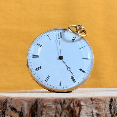 a clock that is sitting on top of a tree stump