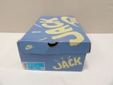 a blue box with a yellow logo on it on a table