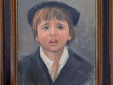 portrait of a young boy in a beret, oil on canvas, signed and dated