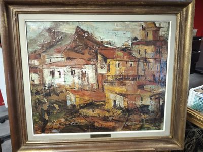 Gaston LARRIEU (1908-1983) : "Village de montagne" (60x73cm)…