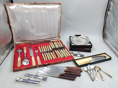 Dans ce coffret, on trouve de nombreux types de couteaux et de cuillères
