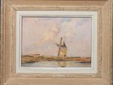 une image représentant un tableau d'un moulin à vent dans un champ