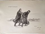 dessin représentant un homme et un ours dans un champ, accompagné d'un poème