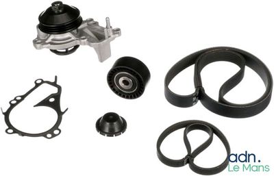 a picture of a water pump and belt kit for a car