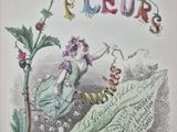 un vieux livre sur lequel figure le dessin d'une dame tenant une fleur