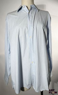 VALENTINO UOMO - Chemise à manches longues bleu à rayures - …