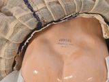 a close up of a mannequin with a hat on it