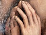 a painting of a man and a woman kissing each other