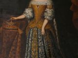 portrait of a lady in a yellow dress with a fur stole