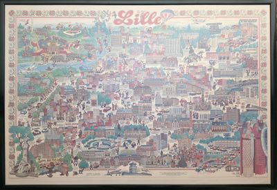 a picture of a picture of a city with a lot of people