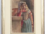 une image d'un tableau représentant une femme en robe bleue
