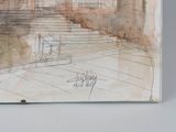 a picture of a drawing of a staircase in a building