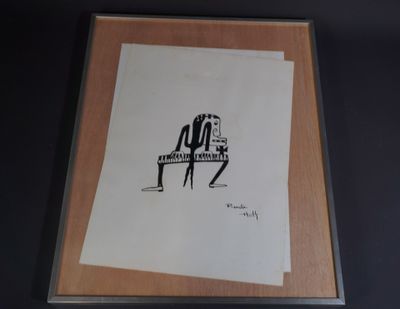 une photo représentant un dessin d'un homme jouant du piano