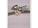 an image of a painting of a bunch of flowers on a branch
