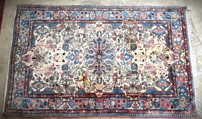 an oriental rug on the floor in a room
