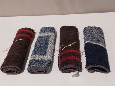 [Lot de 4] - Tapis de bain - Coton bouclé absorbant - Motifs…