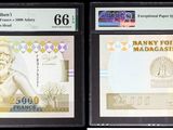 trois billets de banque différents portant l'image d'un homme et d'une femme