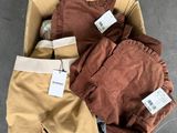 a box of clothes that is sitting on the floor