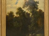 une image représentant un tableau représentant un paysage boisé avec des arbres