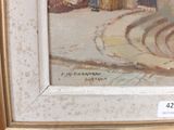 a picture of a painting of a man walking down the street