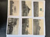 several old black and white photos of a train on a train track