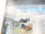 un tableau représentant des vaches dans un champ, avec le ciel en arrière-plan