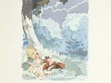 a picture of a book with a picture of a man and a woman laying under a tree