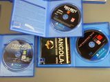 a lot of blu - rays that are on the table