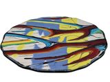 painting of multicolored paint on a round plate on a white background