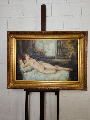 l'image d'un tableau représentant une femme nue allongée sur un lit