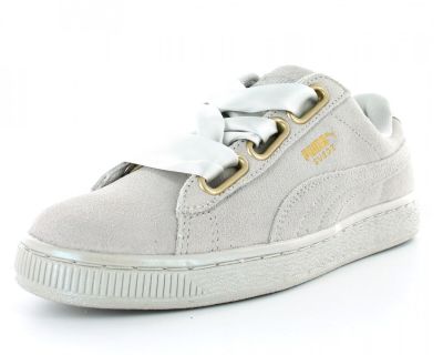 Baskets Puma « Sued Heart » blanches avec des détails dorés